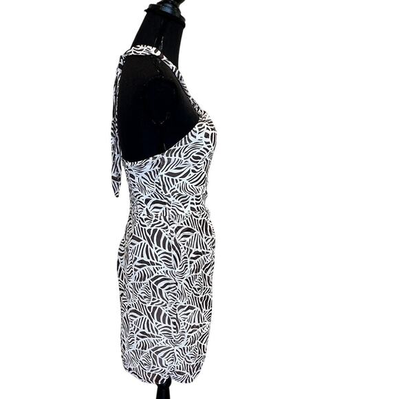 Toccin Brown White Chiffon Mini Dress Size 2 Vacation Halter Smock Designer $445 - Picture 8 of 15